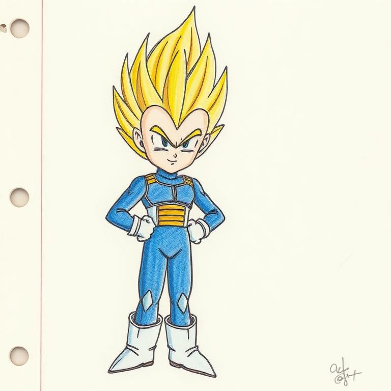 Vegeta Super Saiyan — risba v zvezku